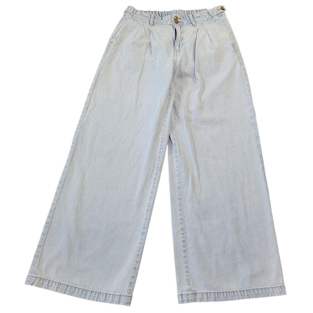 American Eagle Strigid Wide Leg Trouser Jeans High Waist Light Aglow 4 - Picture 5 of 16